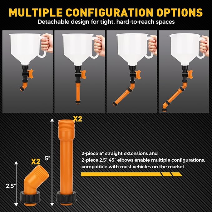 20-Piece No-Spill Coolant Funnel Kit, Cooling System Funnels Kits, Spill Proof Funnel Bleeder, Radiator Funnels Kit with Adapters, Extensions, Flexible Hose, Circular-Funnel, Towel for Automotive Use - Image 6
