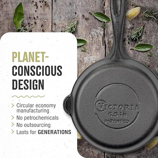 Victoria 6.5-Inch Cast Iron Skillet, Pre-Seasoned Cast-Iron Frying Pan with Long Handle, Made in Colombia - Image 5