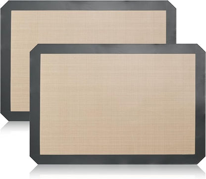 Luckyiren Silicone Baking Mat Set, Non-Stick Reusable Food-Grade Oven Liners, Half Sheet Size 16.54 x 11.62 Inch, Grey, 2 Pack
