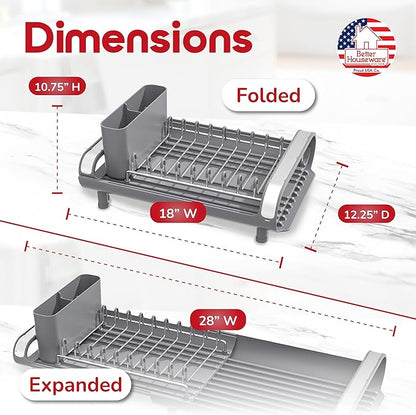 Better Houseware in Sink Dish Drying Rack, Dish Drying Rack in Sink with Non-Slip Handles, Stainless Steel Space-Saving Design, Dish Rack Holds 8 Plates, 12.25 x 18 x 10.75 Inch, Gray - Image 7