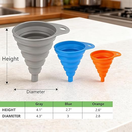 6 Pcs Funnels for Kitchen Use Filling Bottles, Silicone Funnel Small and Large, Foldable Funnel Kitchen Accessories Gadgets - Image 5
