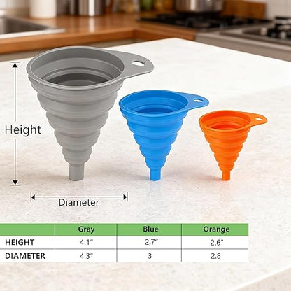 6 Pcs Funnels for Kitchen Use Filling Bottles, Silicone Funnel Small and Large, Foldable Funnel Kitchen Accessories Gadgets - Image 5