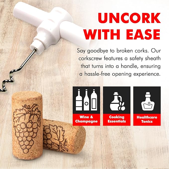 Chef Craft Select Travel Corkscrew, 4 inches in length, White - Image 3