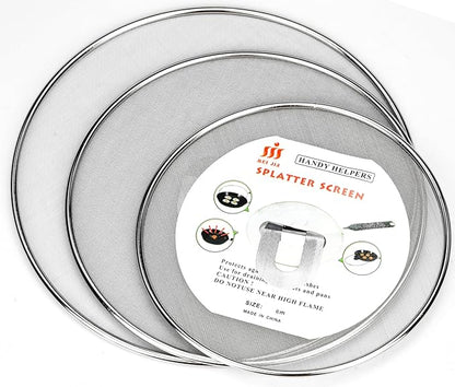 3 Pack Splatter Screen for Frying Pan 13" 11.5" 9.8" Stainless Steel Grease Splatter Guard Ultra Fine Mesh Lids with Fold Flat Knob Set for Prevent Oil Splatter - Image 7