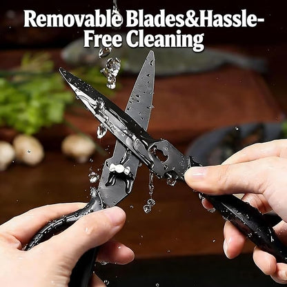 Heavy Duty Kitchen Scissors, Titanium Coated All Purpose Shears - Extra Sharp Detachable Blades for Poultry, Chicken Bones, Meat, Vegetables, Herbs | Micro Serrated & Ergonomic Handle - Image 5