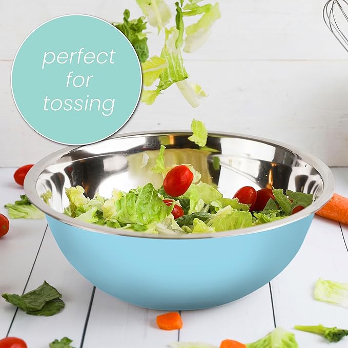WHYSKO Meal Prep Stainless Steel Mixing Bowls Set, Home, Refrigerator, and Kitchen Food Storage Organizers | Ecofriendly, Reusable, Heavy Duty (Light Blue) - Image 4