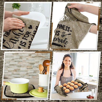Leinuosen 8 Pcs Kitchen Towels and Oven Mitts Sets Pot Holders Dishcloths Set Kitchen Decorative Accessories Absorbent Potholders Heat Resistant for Chef Baking Cooking - Image 7
