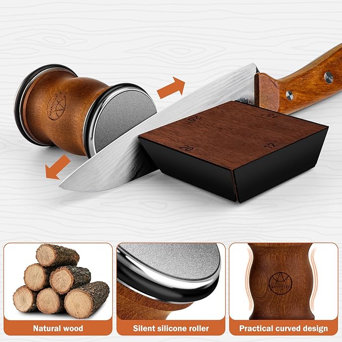 Rolling Knife Sharpener Tool Kit, Multi-Angle Magnetic Roller Sharpeners for Kitchen Knives, Diamond&Ceramic Knife Sharpening System Set, Offers 12&15&20&25 Degree Sharpening - Image 4