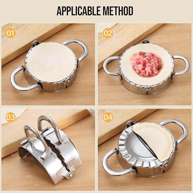 Stainless Steel Dumpling Ravioli Maker Press,2 Pack Pierogi Mold - Wonton Mould, Easy-tool for Dumpling Wrapper Dough Stamp Cutter Pastry Pie Making (2 pcs dumpling maker)