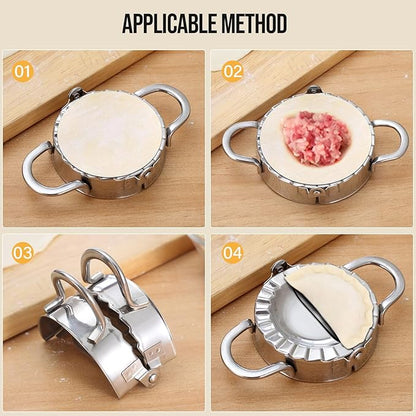 Stainless Steel Dumpling Ravioli Maker Press,2 Pack Pierogi Mold - Wonton Mould, Easy-tool for Dumpling Wrapper Dough Stamp Cutter Pastry Pie Making (2 pcs dumpling maker)