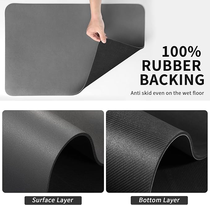 HotLive Dish Drying Mat for Kitchen Counter, Heat Resistant Drainer Mats with Non-slip Rubber Backed, Hide Stain Kitchen Super Absorbent Draining Mat, Easy to Clean Dish Rack Pad, Dark Grey 18"x32" - Image 5