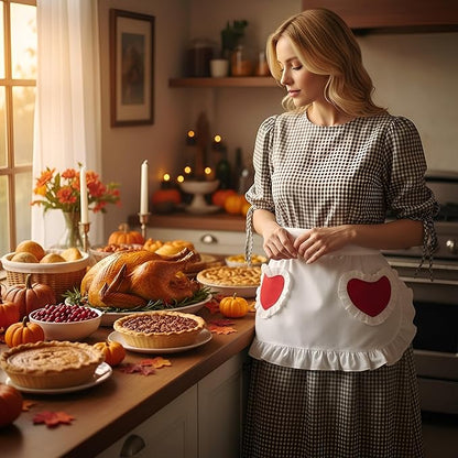CRB Fashion Waist Apron Kitchen Cooking Restaurant Cotton Bistro Half Aprons with Pockets For Woman