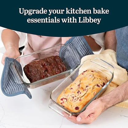 Libbey Baker’s Premium 2 Piece Glass Baking Dish Set, Stackable, Space Saving Glass Bakeware Set, Oven Baking Dish for Bread, Pound Cakes, Meatloaf - Image 2