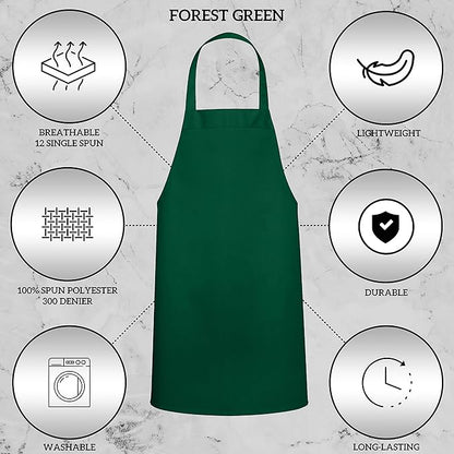 GREEN LIFESTYLE 12 Pack Professional Chef Apron – Grilling Aprons for Men, Waterproof Cooking Aprons for BBQ, Work or Restaurant Use, Kitchen Aprons for Women – Green, No Pockets - Image 4