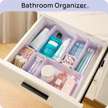 Vtopmart 25 PCS Plastic Drawer Organizers Set, 4-Size Versatile Bathroom and Vanity Drawer Organizer Trays, Storage Bins for Makeup, Bedroom, Kitchen Gadgets Utensils and Office - Image 5