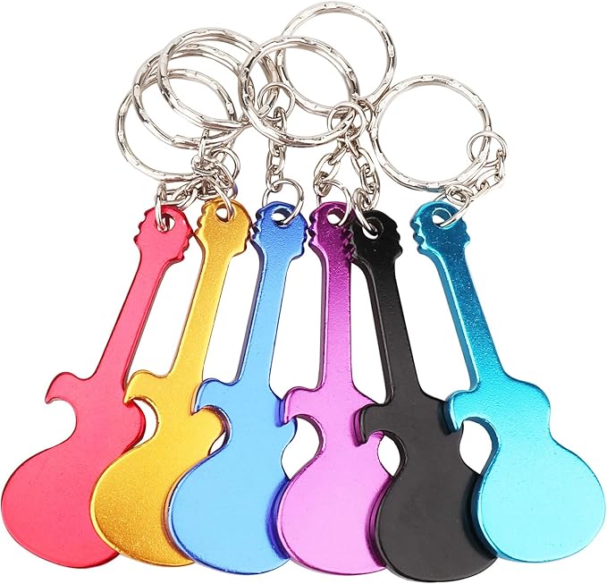 SWATOM Guitar Bottle Opener with Keychain Key Tag Chain Ring Accessories (6, Guitar)…