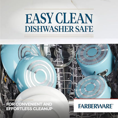 Farberware Cookstart DiamondMax Nonstick Cookware/Pots and Pans Set, Dishwasher Safe, Includes Baking Pan and Cooking Tools, 15 Piece - Aqua - Image 7