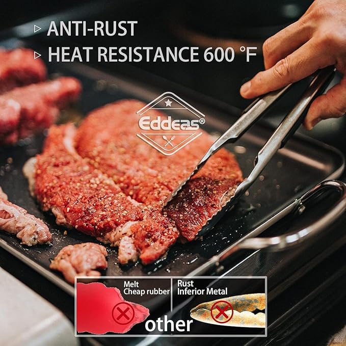 4 Pack Tongs For Cooking, Heat Resistant 600 Degrees 9",12" Stainless Steel Locking Metal Tong & 9",12" Kitchen Tongs with Silicone Tips, Non-Slip Food Silicone Tong, Heavy Duty, Non-Stick - Image 3