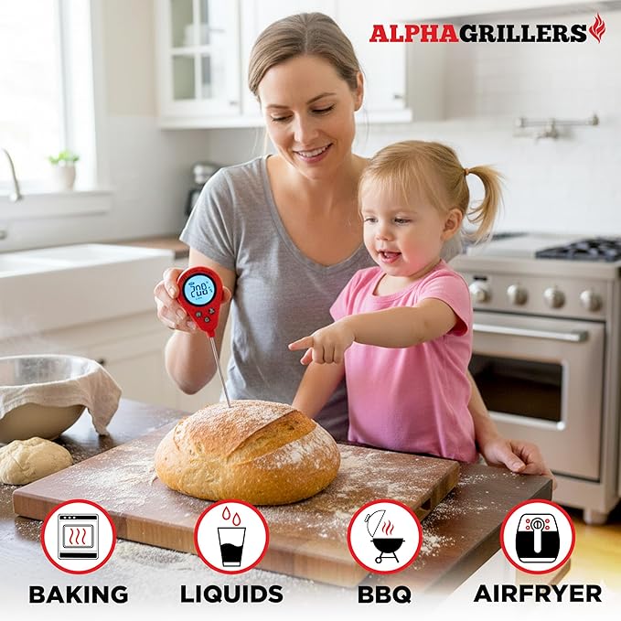 Alpha Grillers Instant Read Meat Thermometer, Digital Food Thermometer for Cooking, Bread Thermometer for Sourdough Baking, Fast Probe Kitchen Thermometer - Image 3