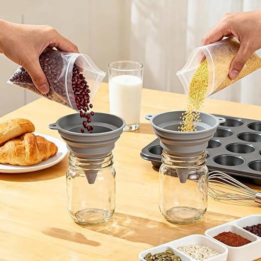 6 Pcs Funnels for Kitchen Use Filling Bottles, Silicone Funnel Small and Large, Foldable Funnel Kitchen Accessories Gadgets - Image 2
