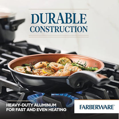 Farberware Glide Nonstick Frying Pan Set / Fry Pan Set / Skillet Set - 9.25 Inch and 11.25 Inch , Black