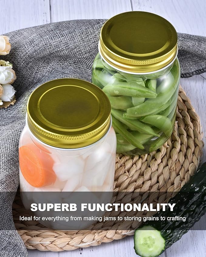 Rainforce 16 oz Mason Jars With Lids Regular Mouth 15 Pack-16 oz Glass Jars with Gold Lids,Bulk Pint Clear Glass Jars For Meal Prep, Food Storage With 20 Labels - Image 5