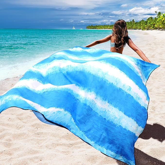 WIWIGO Beach Blanket Waterproof Sandproof Beach Mat 79" X 83"/10'x9'for 2-8 Adults Quick Drying Outdoor Picnic Mat Beach Accessories for Travel, Camping, Hiking - Image 6