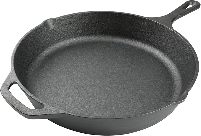 12 Inch Cast Iron Skillet, Pre-Seasoned Frying Pan for Oven, Stovetop, Grill & Campfire, Durable, Non-Toxic, Even-Heating Cookware, Black by isheTao