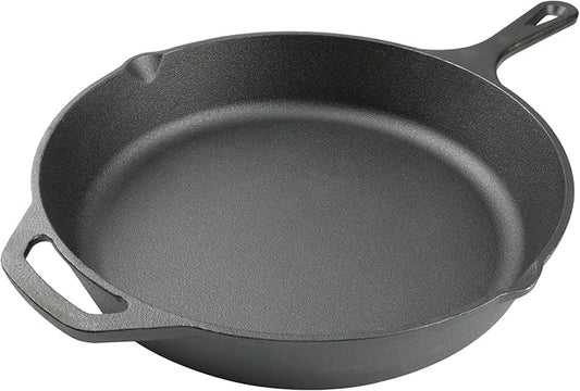 12 Inch Cast Iron Skillet, Pre-Seasoned Frying Pan for Oven, Stovetop, Grill & Campfire, Durable, Non-Toxic, Even-Heating Cookware, Black by isheTao