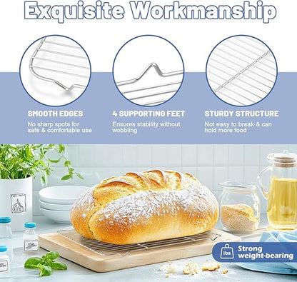 TeamFar Cooling Rack, 16.6” x 11.45” Stainless Steel Wire Baking Rack for Cooking Roasting Grilling, Fit for Oven Pan, Oven & Dishwasher Safe, Non-toxic & Heavy-Duty, 2PCS - Image 3