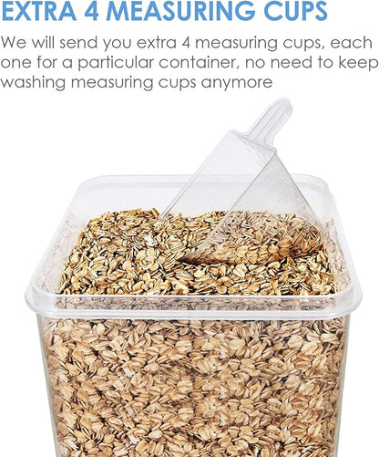 Vtopmart Food Storage Containers 2.5L / 84.5oz, 4 Pieces BPA Free Plastic Airtight Canister for Flour, Sugar, Baking Supplies, with 4 Measuring Cups and 24 Labels, Blue - Image 3