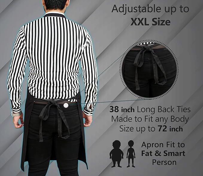 RUVANTI Work Aprons for Men/Women with Pockets - Adjustable up to XXL - Professional Grade Durability - Black Apron for Barber, Chef, BBQ, Kitchen, Cleaning - 1 Pack