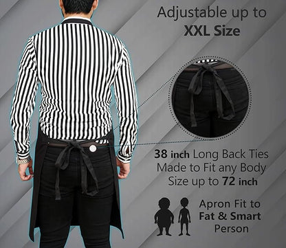 RUVANTI Work Aprons for Men/Women with Pockets - Adjustable up to XXL - Professional Grade Durability - Black Apron for Barber, Chef, BBQ, Kitchen, Cleaning - 1 Pack