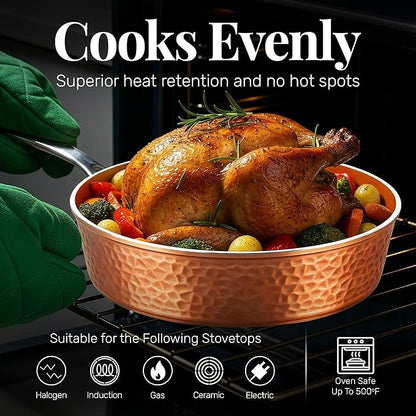 GOTHAM STEEL 4 Qt Saute Pan with Lid, Large Nonstick Skillet for Cooking, 12” Hammered Deep Frying Pan, Family Sized Pans, Ceramic Coating for Sauce, Induction Ready Oven & Dishwasher Safe, Non Toxic - Image 6