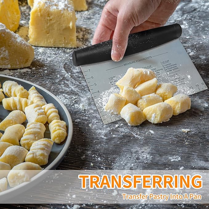 ALLTOP Stainless Steel Bench Scraper and Pastry Blender Cutter Set, Efficient Multipurpose Kitchen Baking Essential Tool with Comfortable Grip Handle-Perfect for Nut, Pie and Dough Processing - Black - Image 6