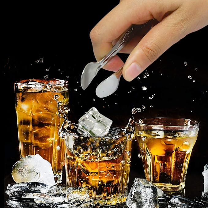 6PCS Mini Serving Tongs, 4Inch Rose Stainless Steel Sugar Cube Tongs, Sliver Small Ice Tong for Tea and Coffee Party, Appetizers, Desserts by Sunenlyst (6PCS Silver) - Image 3
