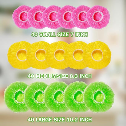 Mwellewm Plastic Bowl Covers Elastic Reusable Food Storage Stretch Saran Wrap Shower Caps Fresh Keeping Bags Bowl Covers for Bread Proofing Alternative to Foil for Family Outdoor Picnic 3 Size(120) - Image 4