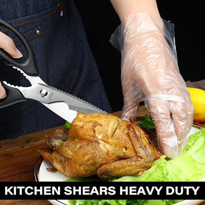 Kitchen Scissors Come Apart Kitchen Shears for Food Heavy Duty Shears for Chicken Bone Nutcracker Bottle Can Opener Shears with Premium Stainless Steel Scissors 02B