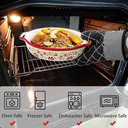 Peohud 3 Pack Ceramic Baking Dishes, 50 Oz Large Casserole Dish for Oven, Oval Au Gratin Pans, Porcelain Bakeware Set Lasagna Pans for Cooking, Cake Dinner, Kitchen, 10 x 7.9 x 2.6 Inches - Image 6