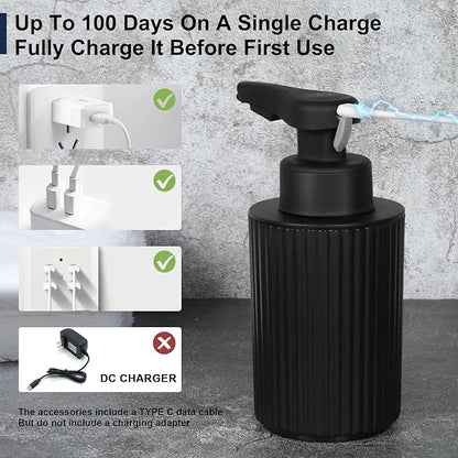 Automatic Soap Dispenser Liquid Touchless: 9oz Black Plastic - Rechargeable Electric Smart Auto Hand Soap Dispenser - Dish Bathroom Kitchen - Image 6