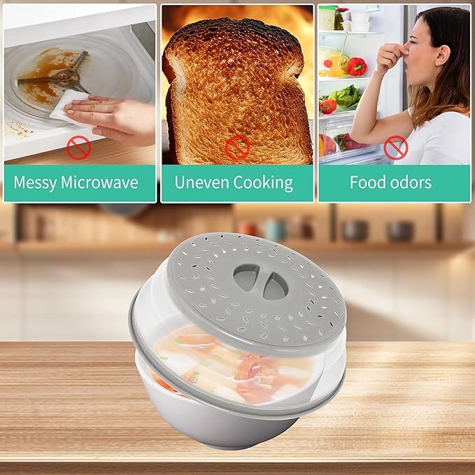 8.3inch Collapsible Microwave Food Cover, Splatter Guard,Vented Microwave Lid for Food, BPA free TPR, Dishwasher safe - Image 3