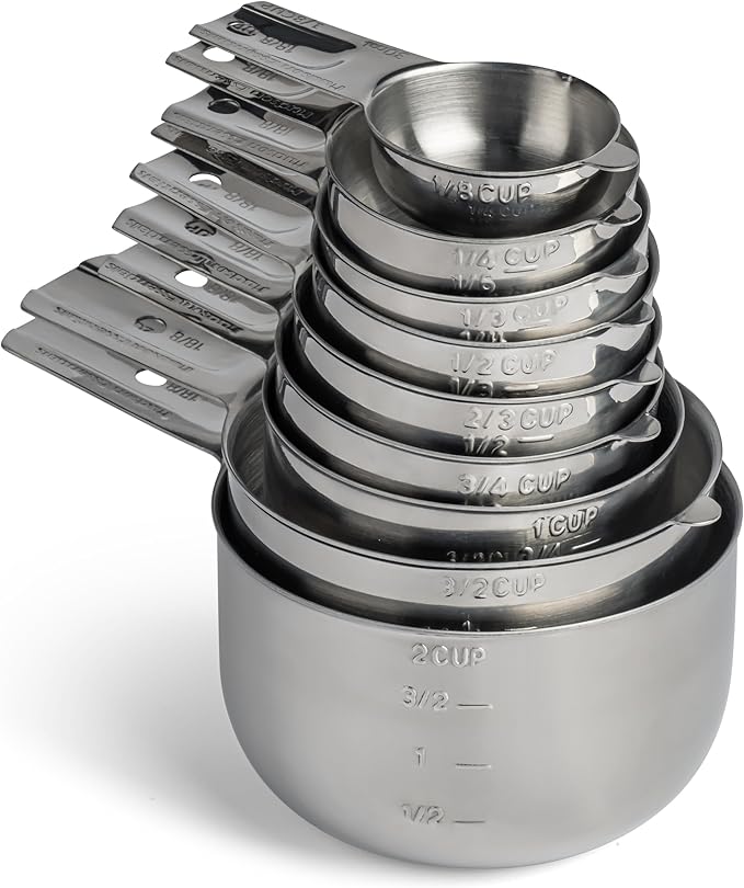 Hudson Essentials Stainless Steel Measuring Cups Set - (9 Piece Set) - Stackable Set with Spout - Includes 2 Cup and 1.5 Cup by HudsonEssentials