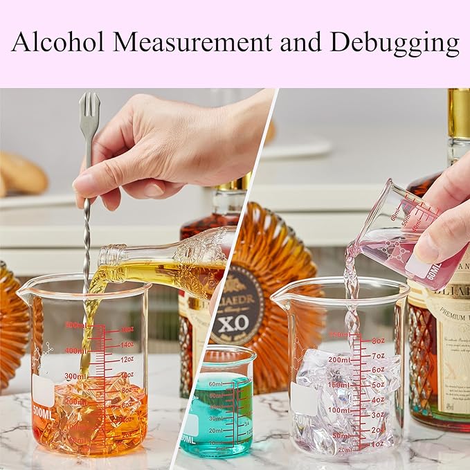 High Borosilicate Glass Measuring Cup Set-V-Shaped Spout,Includes 60ml(2OZ), 120ml(4OZ), 250ml(8OZ), 500ml(16OZ), and 1000ml (32OZ) for Kitchen or Restaurant, Easy to Read - Image 5