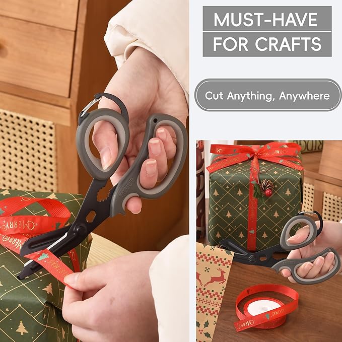 MEUUT 2 PCS All Purpose Scissor –7.5in Multi-Purpose Utility Scissors for Kitchen, Crafts, Camp, Emergency & Industrial Use Heavy Duty Stainless Steel with Micro-Serrated Blade for Left and Right Hand