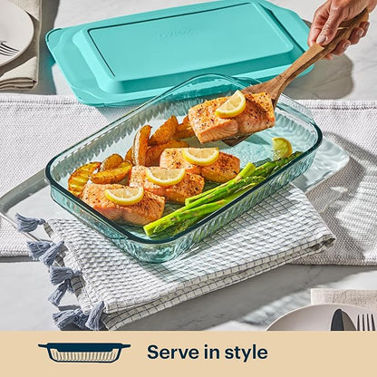 Pyrex Colors Tinted (9"x13") Tinted Glass Baking Dish with BPA-Free Lid, Oblong Bakeware Glass Pan For Casserole & Lasagna, Dishwasher, Freezer, Microwave and Pre-Heated Oven Safe, Aqua - Image 4