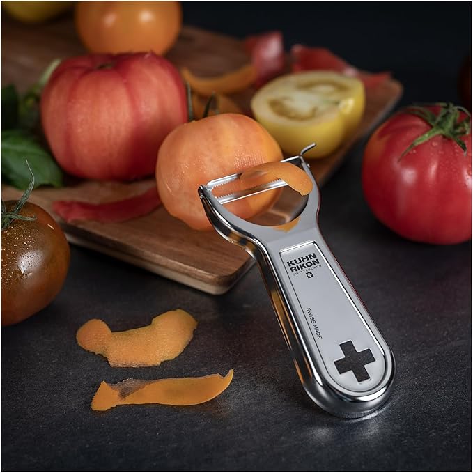 Kuhn Rikon "Swiss Metallic" Piranha Cross Peeler, Silver - Image 2