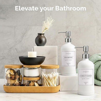Vine Creations White Glass Soap Dispenser, 2 Pack Kitchen Soap Dispenser Set with Stainless Steel Pump, 16 oz Dish Soap and Hand Soap Dispensers for Bathroom with Waterproof Labels - Image 4