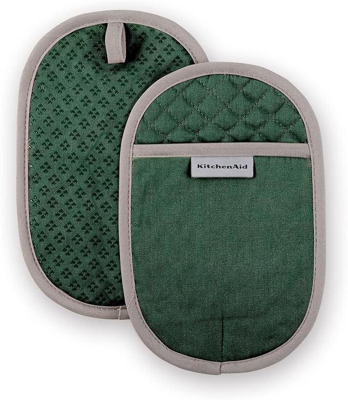 KitchenAid Asteroid Pot Holder 2-Pack Set, Pebbled Palm Green, 6.5"x10" by KitchenAid