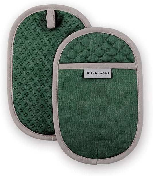 KitchenAid Asteroid Pot Holder 2-Pack Set, Pebbled Palm Green, 6.5"x10" by KitchenAid