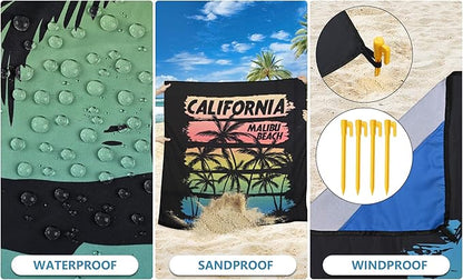 HIHOHO Beach Blanket Waterproof Sandproof Extra Large Beach Mat 79" X 83"/120"x108"for 1-8 Adults Quick Drying Durable Outdoor Picnic Mat for Beach Travel Camping Hiking